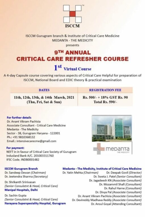9th Annual Critical Care Refresher Course 2021 (CME VIDEOS) 78 Videos + 4 PDFs