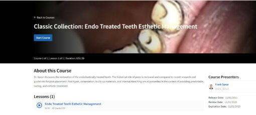 Classic Collection: Endo Treated Teeth Esthetic Management