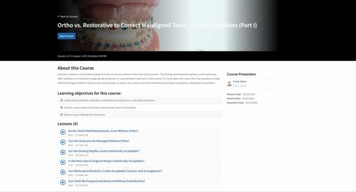 Ortho vs. Restorative to Correct Malaligned Teeth - Six Key Questions (Part I)