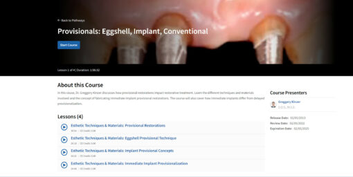 Provisionals: Eggshell, Implant, Conventional