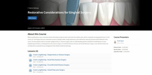 SPEAR Restorative Considerations for Gingival Surgery